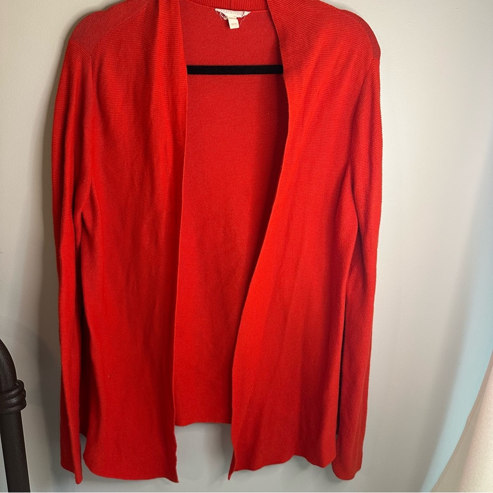 Eileen Fisher Organic Cotton Red Open Front Women's cardigan
